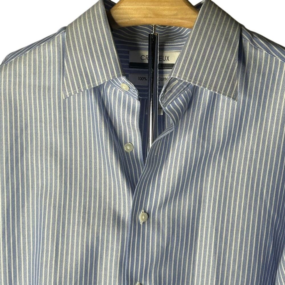 Cremieux slim fit blue and white stripped long sleeve button down shirt NWT